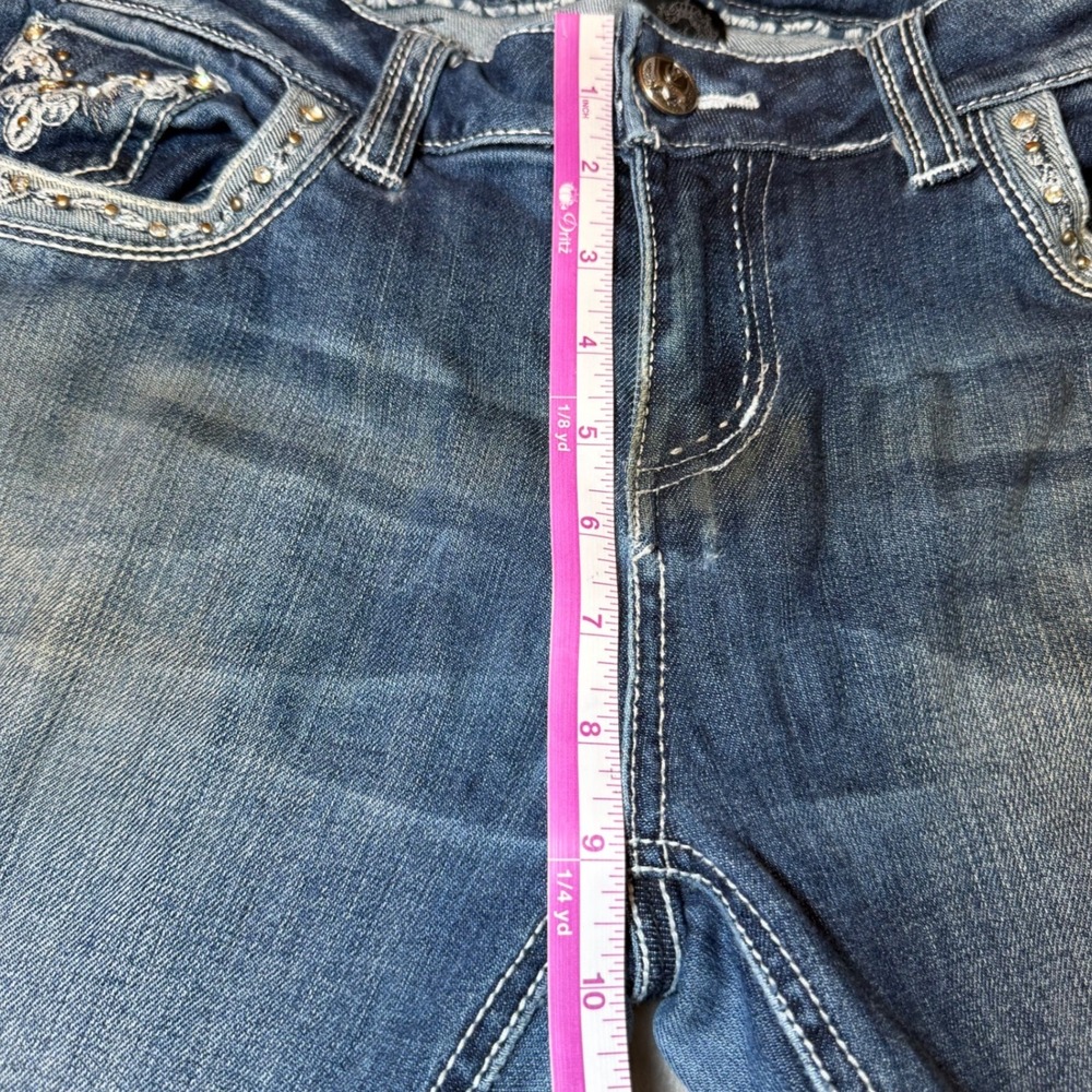 Cello Womens Size 11 Bootcut Jeans Embellished Rhinestone Distressed Y2K Frayed⁠ - Picture 11 of 16